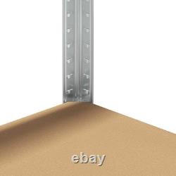 WALPLUS 5-Layer Heavy-Duty Shelves 2 pcs Silver Steel & Engineered Wood