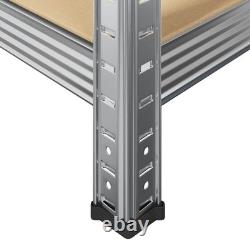 WALPLUS 5-Layer Heavy-Duty Shelves 2 pcs Silver Steel & Engineered Wood