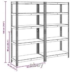 WALPLUS 5-Layer Heavy-Duty Shelves 2 pcs Silver Steel & Engineered Wood
