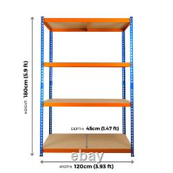 Warehouse Racking Garage Shelving Metal Shelf Unit 180x120x45 300kg Heavy Duty