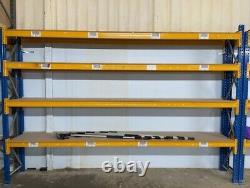 Warehouse racking heavy duty, plus x8 shelves. 2x 3.75m L x 2.5m H x 60cm D