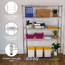 Wire Shelving Rack 5 Tier Metal Storage Shelf Unit Stand Kitchen Office Garage