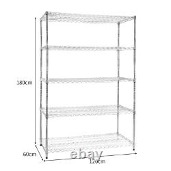 Wire Shelving Rack 5 Tier Metal Storage Shelf Unit Stand Kitchen Office Garage