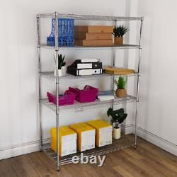 Wire Shelving Rack 5 Tier Metal Storage Shelf Unit Stand Kitchen Office Garage