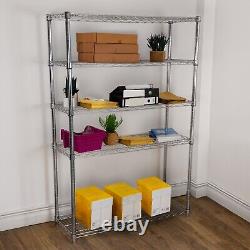 Wire Shelving Rack 5 Tier Metal Storage Shelf Unit Stand Kitchen Office Garage