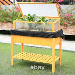 Wooden Coldframe Grow House Polycarbonate Greenhouse Outdoor Planter with2 Shelves