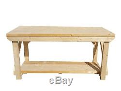 Wooden Garage Workbench Super Heavy Duty Industrial Table Made of 2x6 CLS Wood