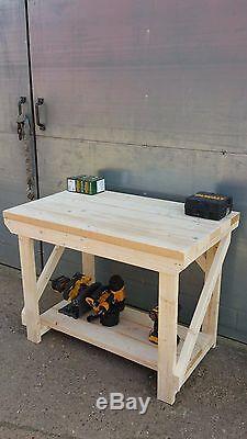 Wooden Garage Workbench Super Heavy Duty Industrial Table Made of 2x6 CLS Wood