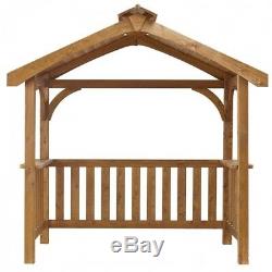 Wooden Garden BBQ Shelter Pressure Treated Pine Side Shelves Smoke Outlet Canopy