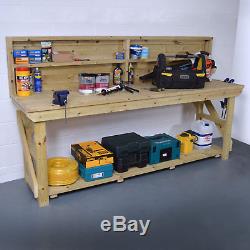 Wooden Heavy Duty Work bench Pressure Treated With Shelf/Back Panel Option