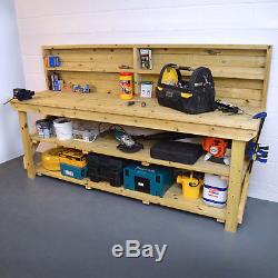 Wooden Heavy Duty Work bench Pressure Treated With Shelf/Back Panel Option