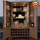 Wooden Industrial Tall Cabinet Wine Glass Bottle Drinks Cupboard Storage Unit