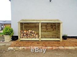 Wooden Log Store 4ft Pine Treated Outdoor Firewood Wood Storage