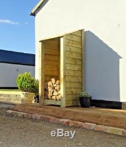 Wooden Log Store 6ft Beech Treated Outdoor Firewood Wood Storage