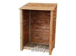 Wooden Log Store 6ft Elm Treated Outdoor Firewood Wood Storage