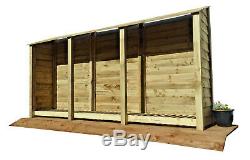 Wooden Log Store Redwood 6ft Treated Outdoor Firewood Wood Storage