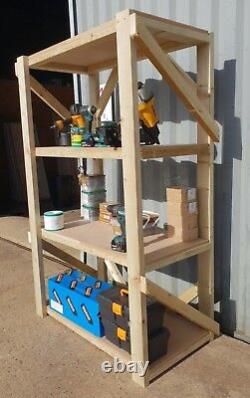 Wooden MDF Shelving Garage Unit, 4 Tier EXTRA Heavy-Duty Racking Shelf Storage