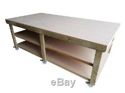 Wooden MDF Workbench with Wheels Heavy Duty 4ft to 8ft Length 4ft Depth