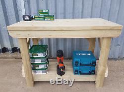 Wooden OUTDOOR INDOOR HEAVY DUTY Workbench 3ft to 10ft Work Table Treated