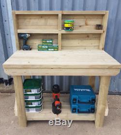 Wooden OUTDOOR INDOOR HEAVY DUTY Workbench 3ft to 10ft Work Table Treated