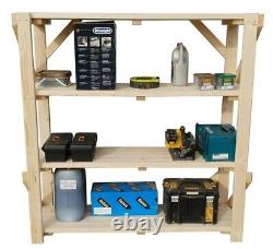Wooden Shelving Garage Unit 4 Tier EXTRA Heavy-Duty Racking Shelf Storage