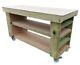 Wooden Workbench Eucalyptus Ply Top With Extra Shelving Industrial Heavy-duty