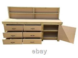 Wooden Workbench MDF Tool Cabinet with Lockable Cupboard Heavy-duty Work Table