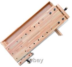 Woodworking Bench Hardwood 7 Vices One Drawer Tool Well Shelf Heavy Duty DIY