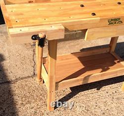 Woodworking Bench Hardwood 7 Vices One Drawer Tool Well Shelf Heavy Duty DIY