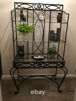 Wrought Iron Bakers Rack style with Glass Shelves