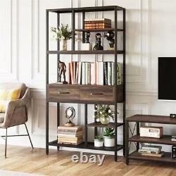 XL Vintage Industrial Bookcase Tall Shelf Metal Display Unit with Cabinet & Rack