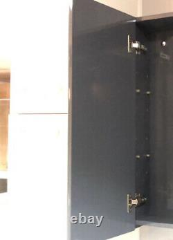 100% Imperméable À L’eau 600mm Armoire Miroir Dark Gloss Grey Wall Mounted Storage Unit