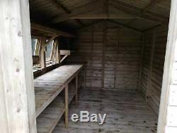 12'x8' Tanalised 19mm T & G Feuillure Potting Shed / Inc Banc & Système Shelving