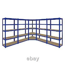 1 x Étagère d'angle de rangement de garage 4 x étagères métalliques robustes sans boulons de 90cm