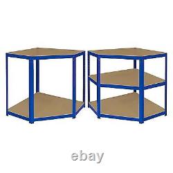 1 x Étagère d'angle de rangement de garage 4 x étagères métalliques robustes sans boulons de 90cm