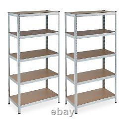2 x Étagères Robustes 180x90x45 cm Rangement Métal Garage Entrepôt Acier