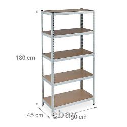 2 x Étagères Robustes 180x90x45 cm Rangement Métal Garage Entrepôt Acier