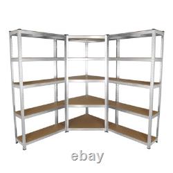 2 x étagères lourdes de 90 cm et 1 x unité d'angle / étagères en acier galvanisé pour garage