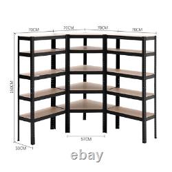 3 Étagères d'angle à 3 niveaux 5 Étagères de rangement pour garage robustes de 150cm de hauteur.