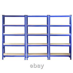 3 pièces Étagère en acier 5 niveaux 75 cm Rangement lourd Garage Entrepôt