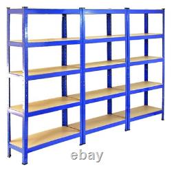 3 pièces Étagère en acier 5 niveaux 75 cm Rangement lourd Garage Entrepôt