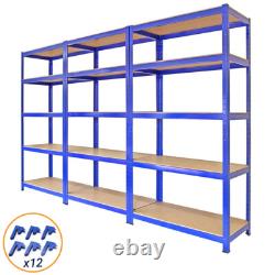 3 x Étagères de garage Unité de rayonnage sans boulons Étagère de stockage robuste Bleue