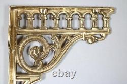3x Large Victorian Style Brass Wall Shelf Brackets Défilement Et Conception De Galerie 8