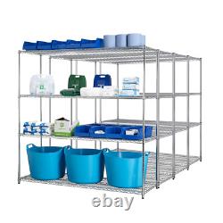 4 X Étagères à 4 Niveaux en Chrome Robuste 360kg UDL 1838mm H X 1517mm L X 609mm P
