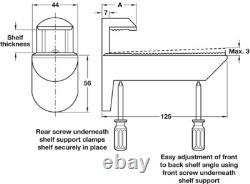 4 X SUPPORTS D'ÉTAGÈRE HAFELE KAIMAN HAUTE RÉSISTANCE EN ALUMINIUM 25kg, épaisseur 7-41mm