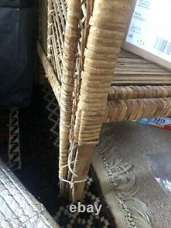 60 -70s Large Floor Standing Bamboo Wicker Rattan Shelwit Boho Tiki #