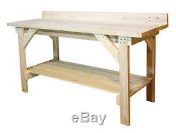 6' Heavy Duty Bois Naturel Garage Workbench 2 Shelf Sous-sol Rangement Table De Travail