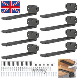 8 Paquet de Supports de Shelf Flottante 10cm Métal Robuste pour Supporter Accrochage Mural UK