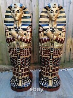 A Stunning Egyptian Sarcophagus Statues Étagères Pour Les Livres De Stockage, Cd, Ga