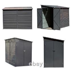 Abri de jardin en métal robuste 9x5ft toit pentu étagère de rangement d'outils d'extérieur Royaume-Uni